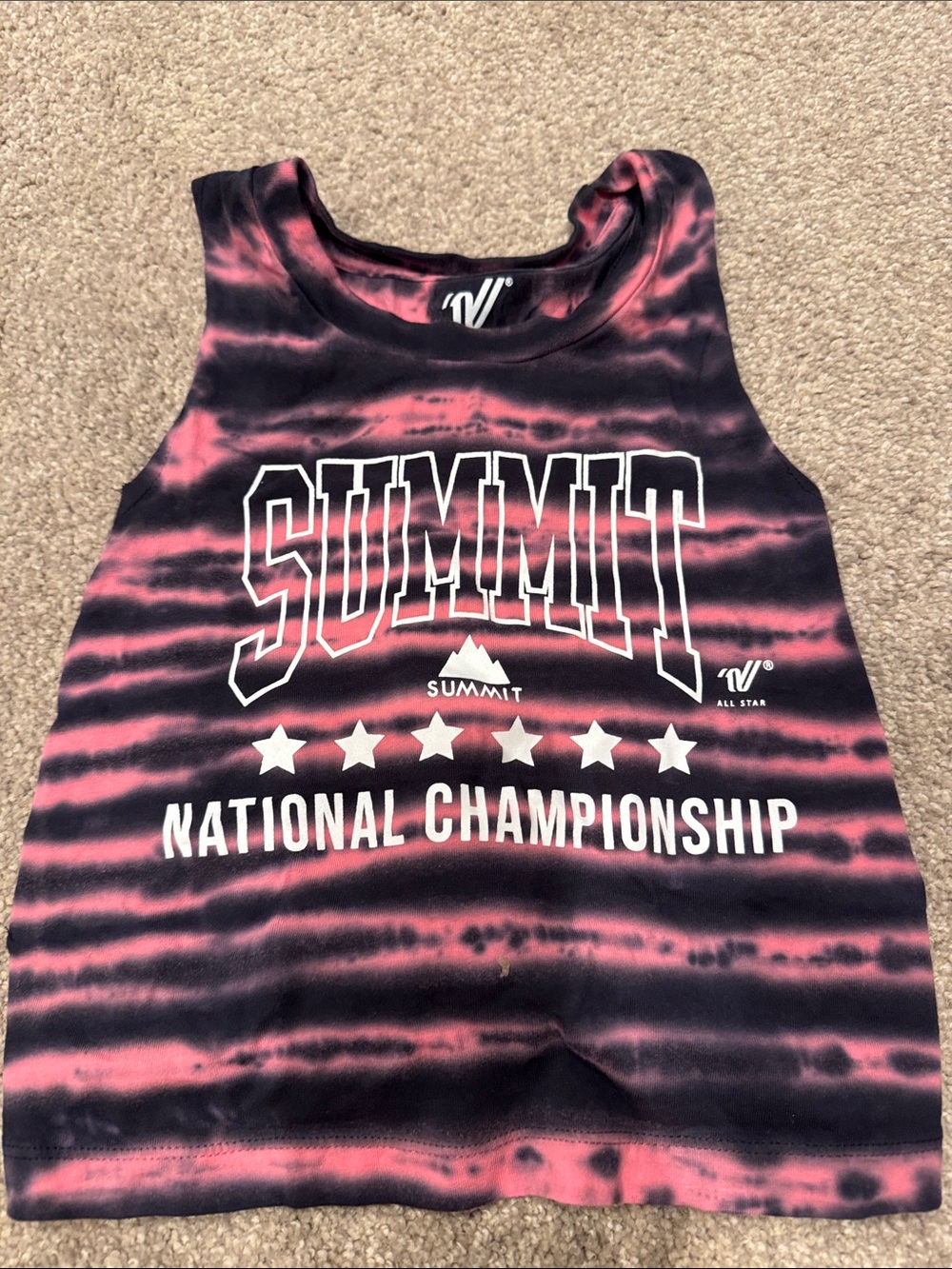 Varsity SUMMIT Tie-Dye Black and Pink Tank Top